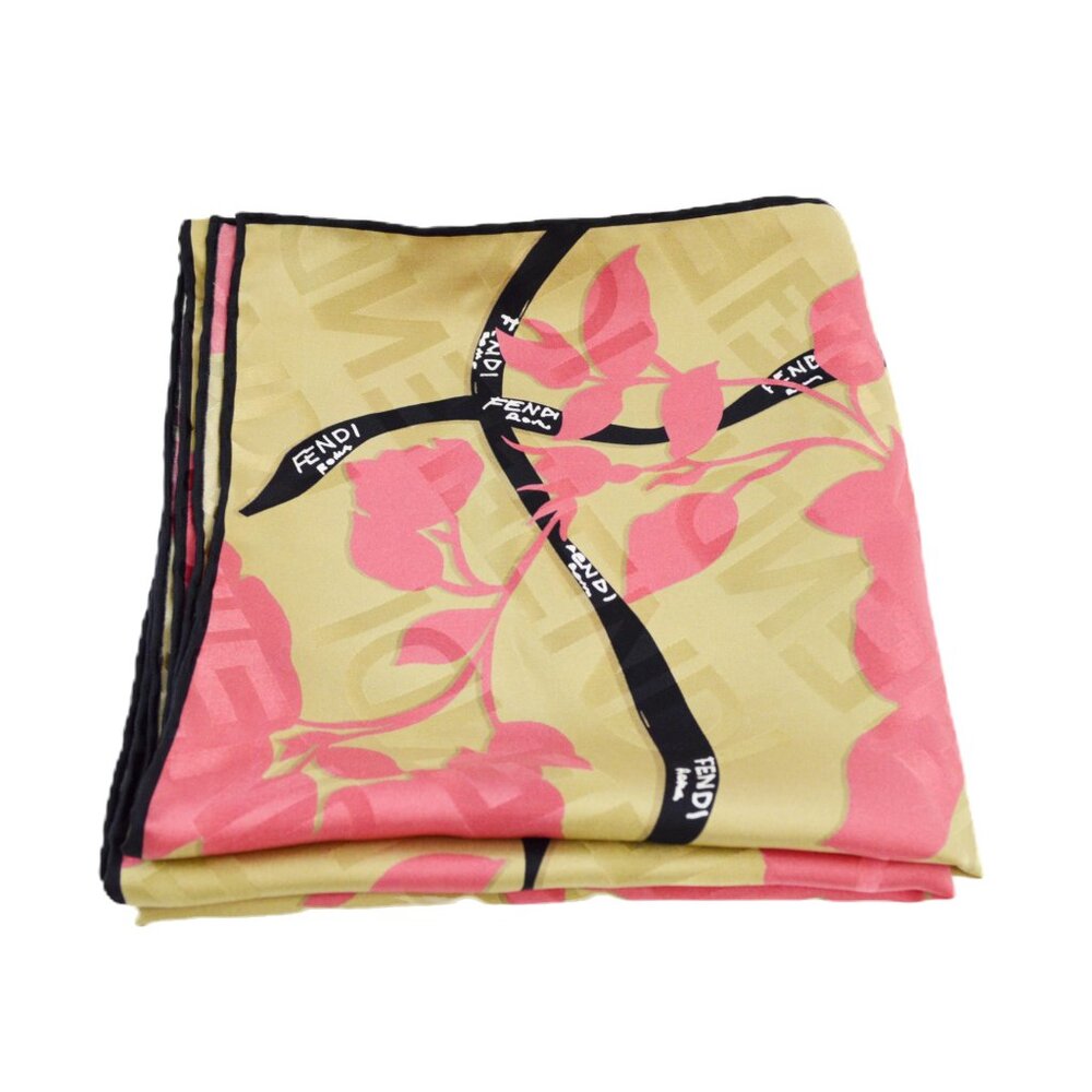Fendi square monogram logo floral silk scarf #217-31